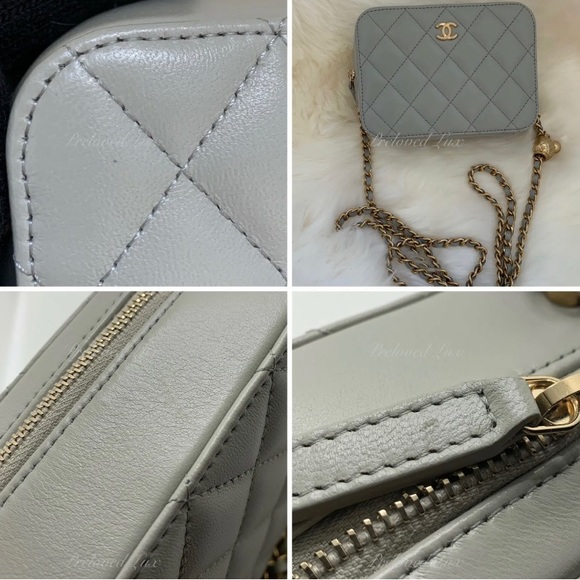 Authentic CHANEL Grey Lambskin Pearl Crush Mini Vanity Camera bag - Picture 8 of 13